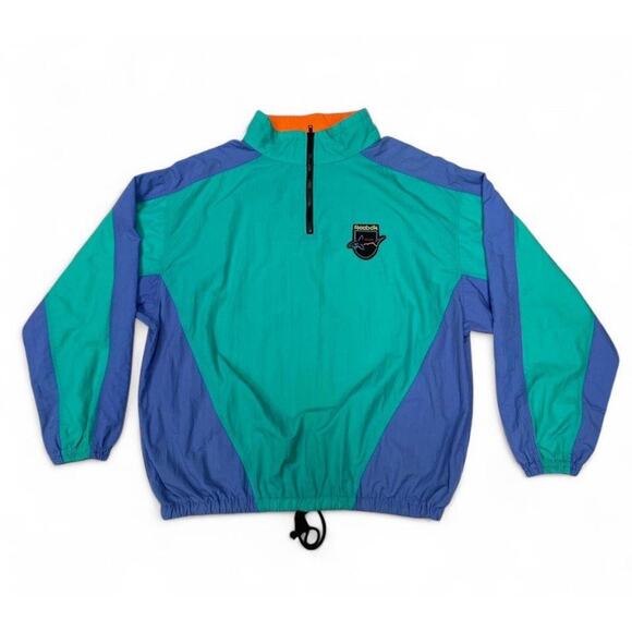 Vintage Greg Norman Windbreaker Jacket 90s Teal Purple Shark Logo XL - Picture 1 of 6